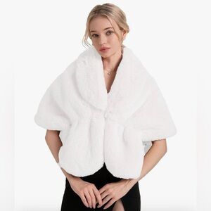 Elegant White Faux Fur Shawl